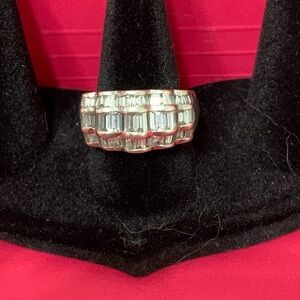 925 sterling silver with cz baguettes size 7.75